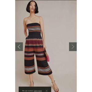 Anthropologie Corey Lynn‎ Calter Strapless Tweed Wide Leg Cropped Jumpsuit Sz 0